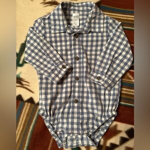 Carter's Blue and White Plaid Button-Down Shirt